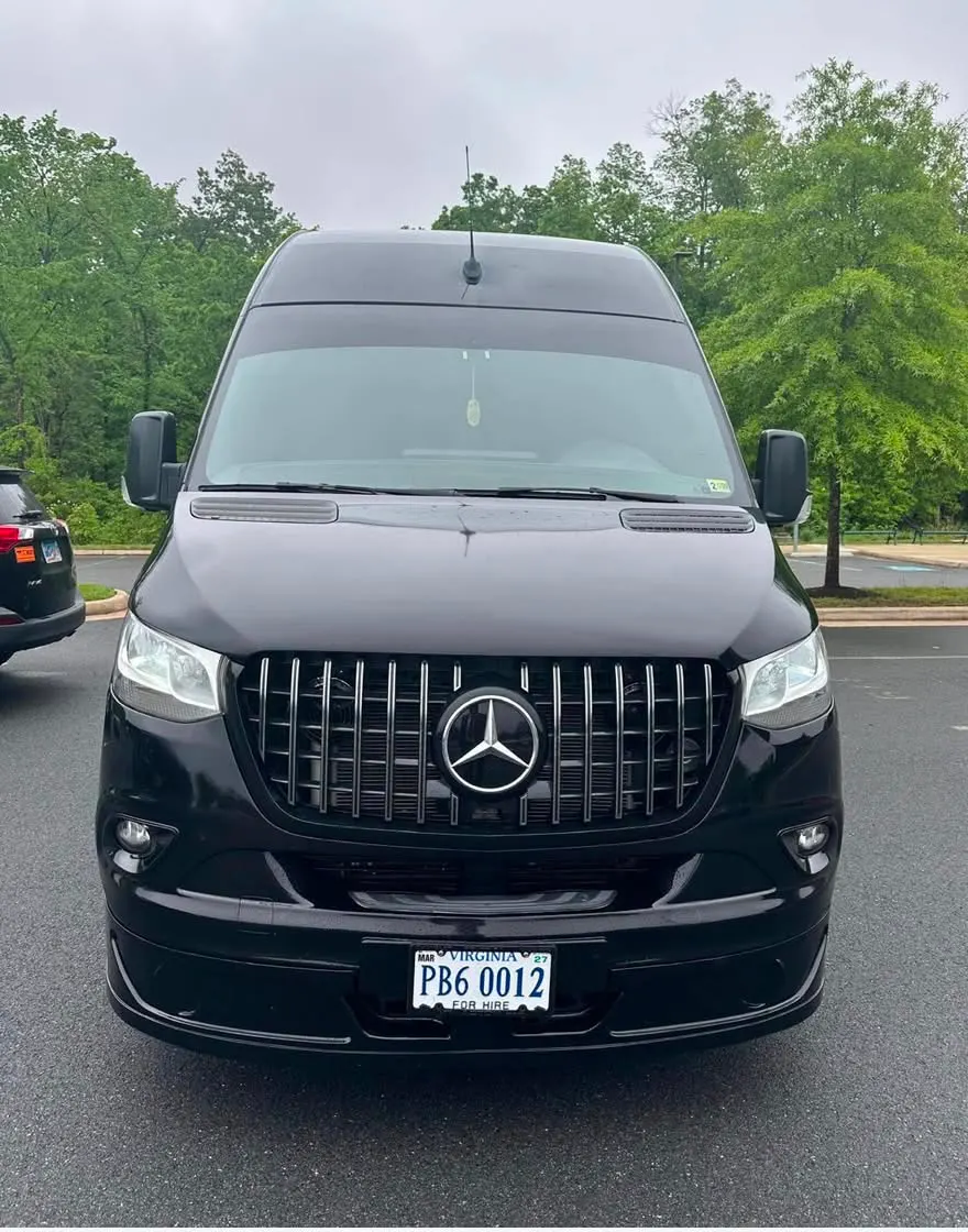 Mercedes Sprinter 2023+ or similar — Sprinter Executive for BWI airport car service and Baltimore black car service, seats 13